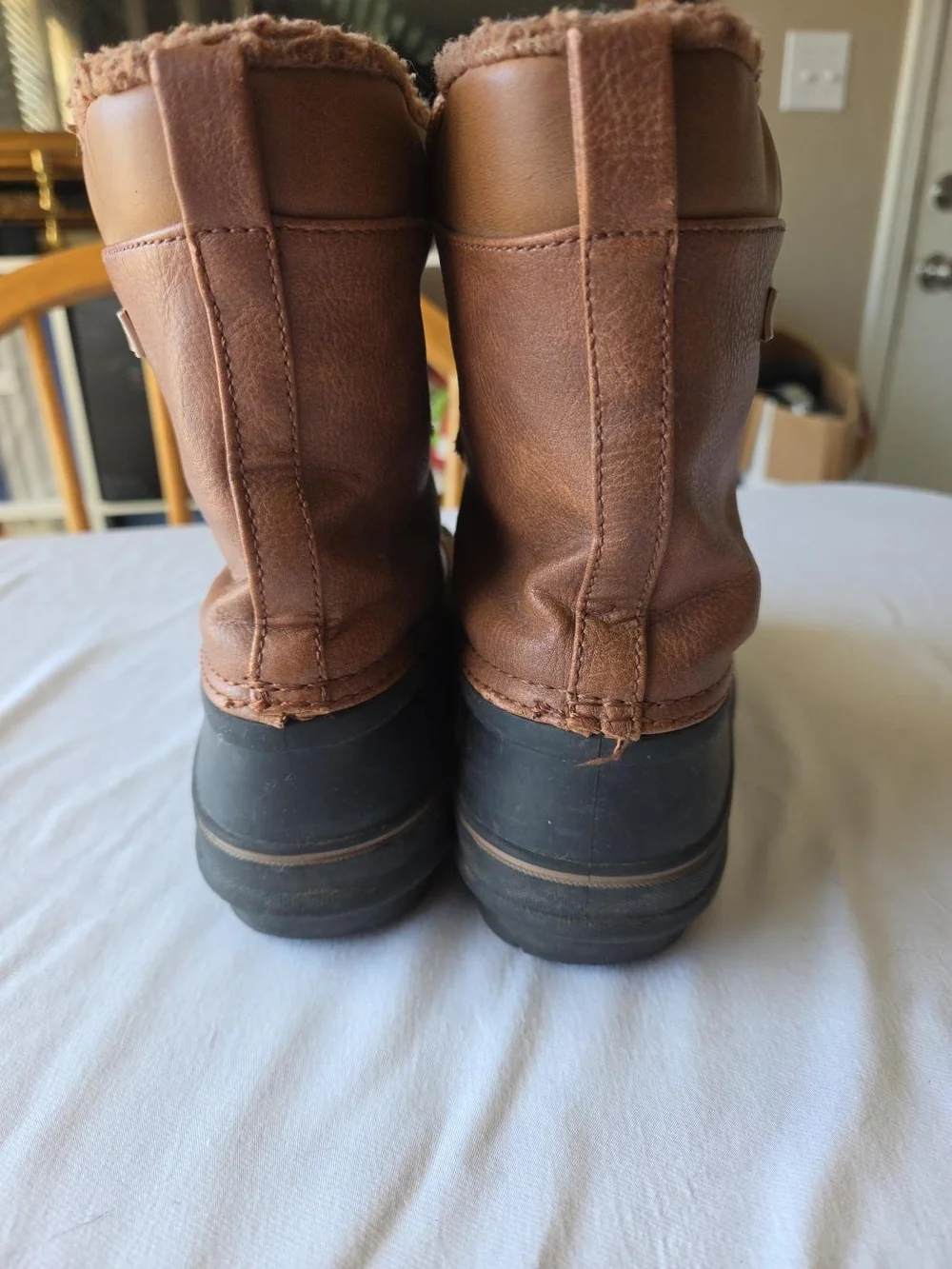 London Fog kids Brown Winter Duck Boots - Insulated, Water Resistant, Lace Up